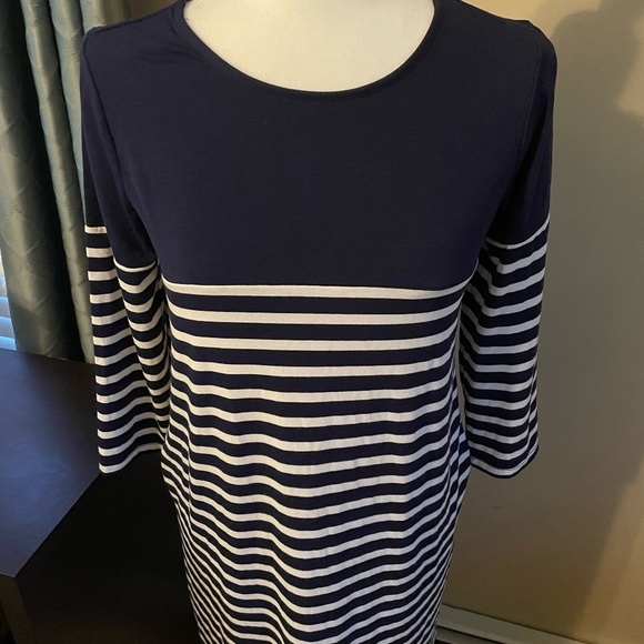 IT HAS POCKETS! 👗 Navy/White Striped Long Sleeve Dress with Pockets - Size M - Picture 4 of 7